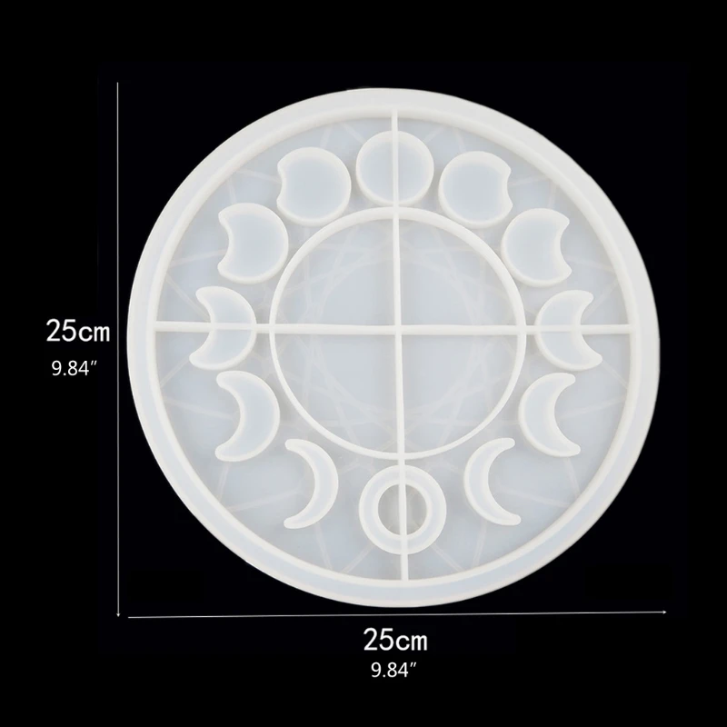 

Large Moon Phase Round Tray Resin Mold Crescent Half Full Moon Keychain Pendant Silicone Molds Resin Ornament Home Decor