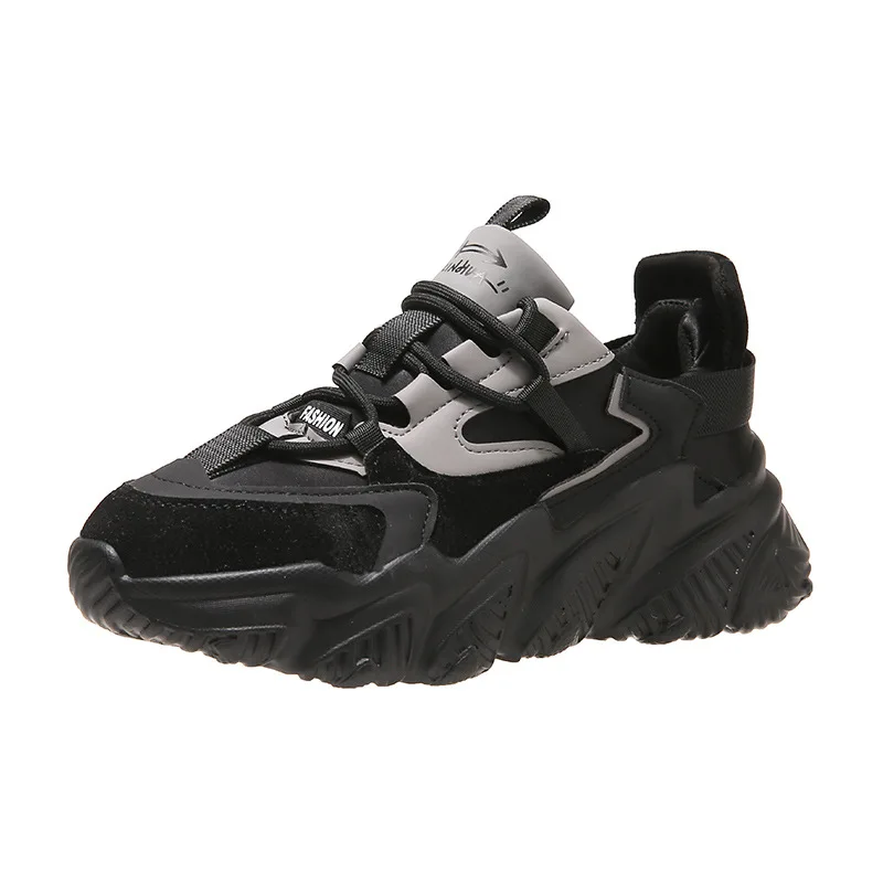 

Spring Autumn New Platform Women's Running Shoes Fashion Casual Black Female Sneakers Tennis Sports Creepers Ladies Chunky Shoe