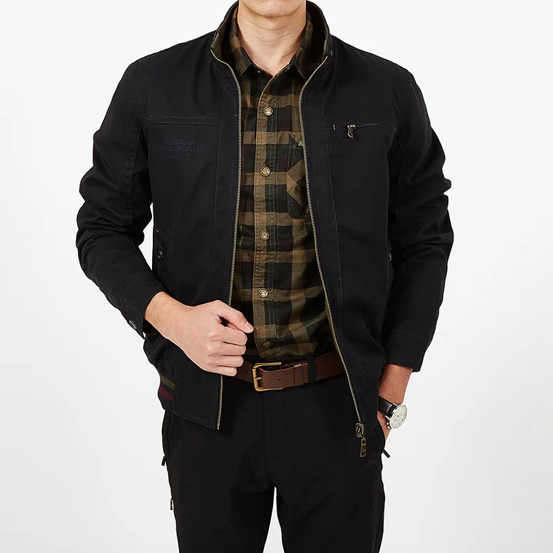 

Autumn Jacket Men Double-sided Wear Jacket Men Military Jacket Coat Male 100% Cotton Solid Jaqueta Masculina Plus Size L-5XL