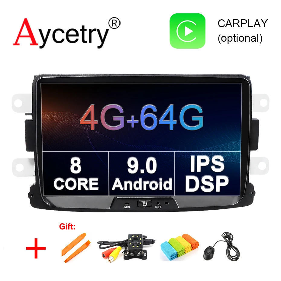 " DSP ips, 4 ГБ, 64 ГБ, Android 9,0 автомобиля gps для Dacia Sandero тряпкой Renault Captur Лада Xray2 Logan 2 без dvd плеер Авто Радио