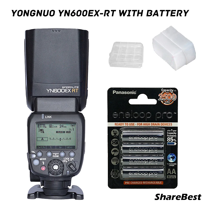 

Вспышка YONGNUO YN600EX-RT II YN600EX II для Canon с перезаряжаемой батареей AA