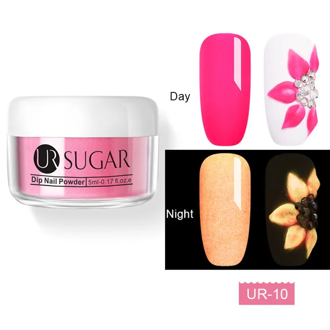 Luminous 10 Ur Sugar 5 мл флуоресцентный 3 в 1 Dip порошок для ногтей акриловая пудра для вырезания наращивание ногтей натуральный сухой без лампы - Цвет: Luminous 10