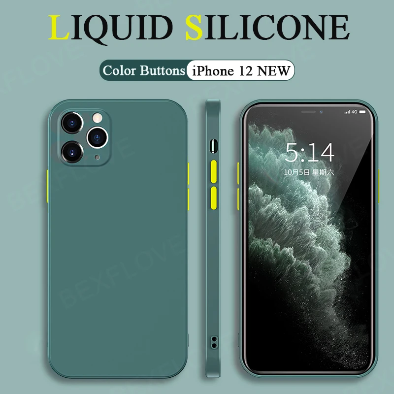 Жидкий силиконовый чехол для IPhone 11 12 Pro Max 7 8 Plus матовый защитный mini SE 2020 X XR XS