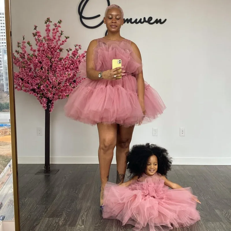 Extra Puffy  Short  Tulle Dresses Birthday Photography Shoot Tulle Dress   Mother & Kids Formal Dress Gowns For Party