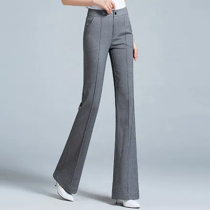 Autumn new women's pants high waist stretch thin flared pants casual straight trousers drape micro trousers women's trousers
