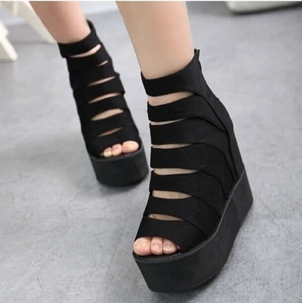 Женские босоножки в европейском стиле сандалии на платформе с открытым носком