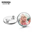 SONGDA Европейская и американская популярная женская брошь с изображением певицы, альбом для любителей, стеклянные круглые значки для лацканов, подходит для одежды, шляпы, сумки