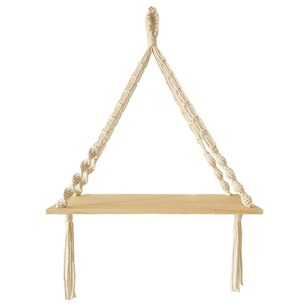 Macrame вешалки для растений Висячие тканые деревянные полки гобелены кисточкой стены плавающие Висячие внутренние стены оформление сажальщика