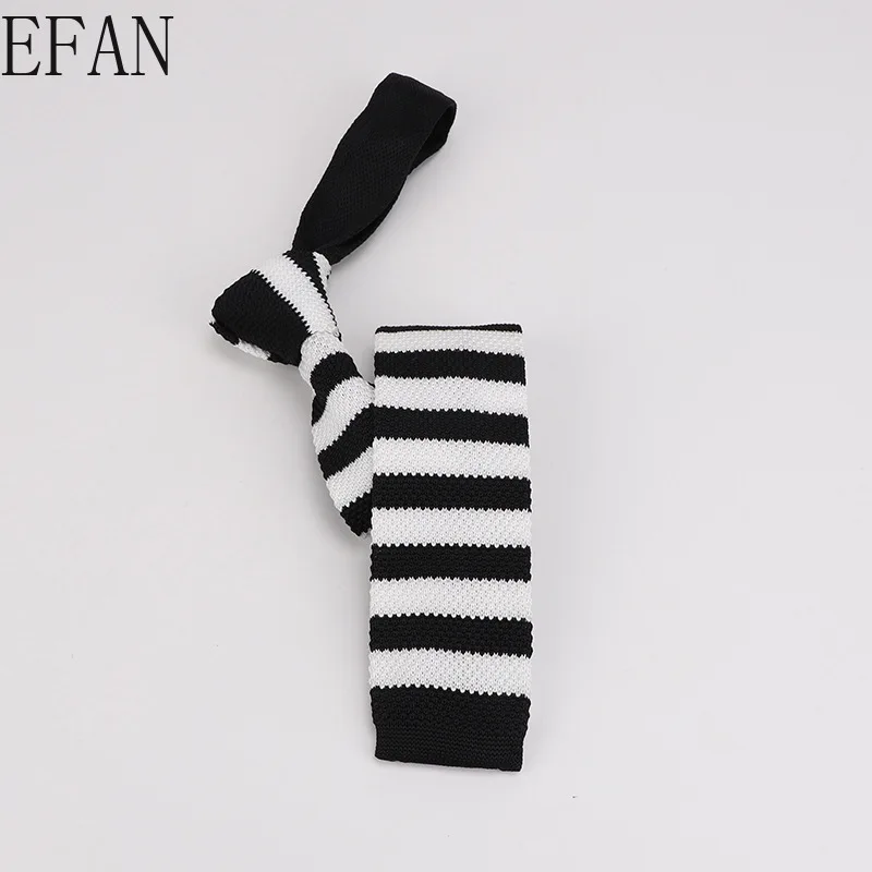 Мужские вязаные галстуки в полоску для отдыха 5 см модные обтягивающие с плоской