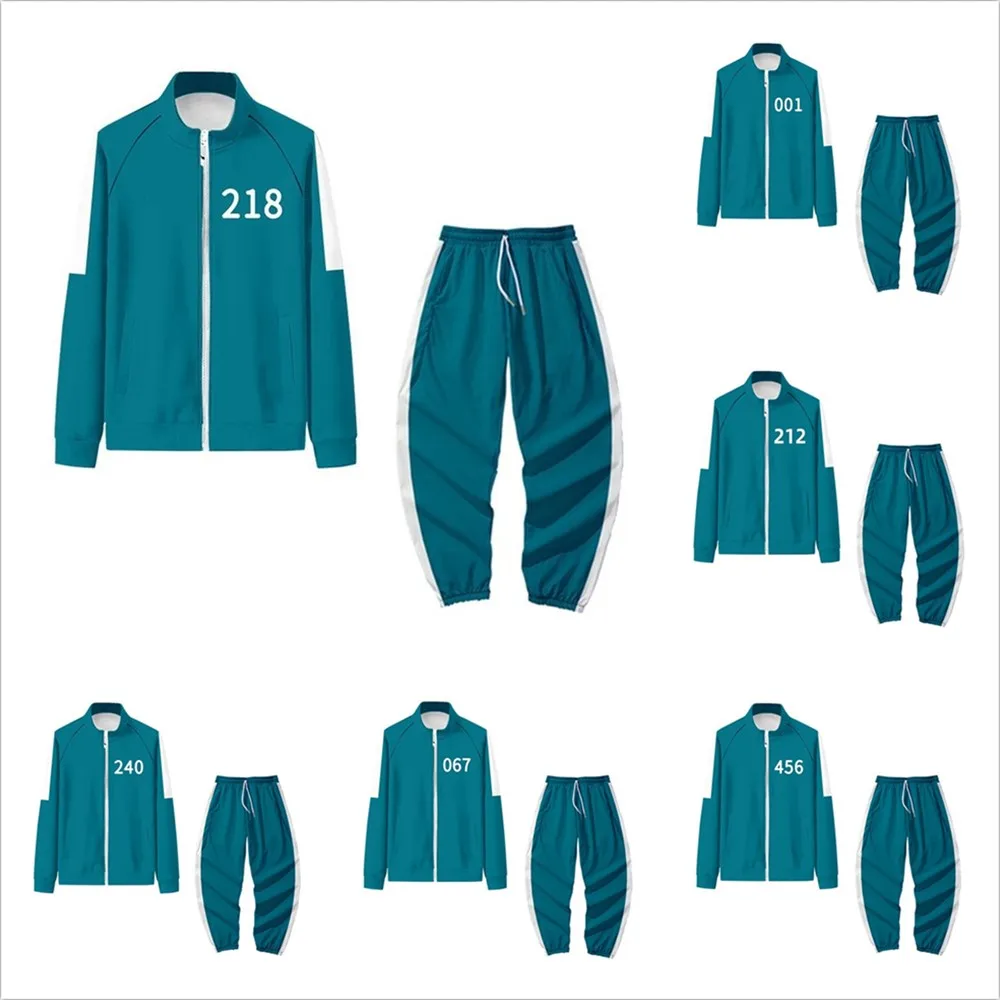 

For Squid Game Sweatshirt Pants Two Piece Set 067 001 456 Tracksuits Jacket 2021 Hot South Korea Movie
