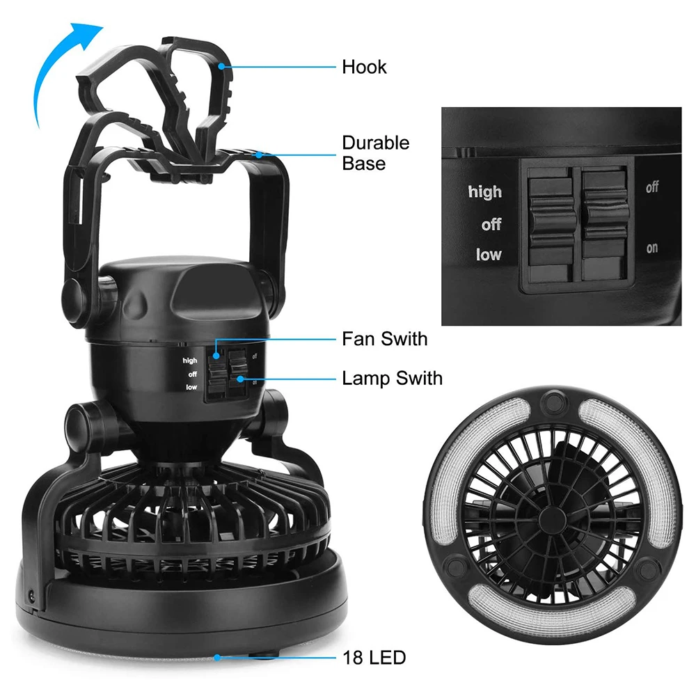 Портативный 18led фонарь для кемпинга с потолочным вентилятором ураган аварийный