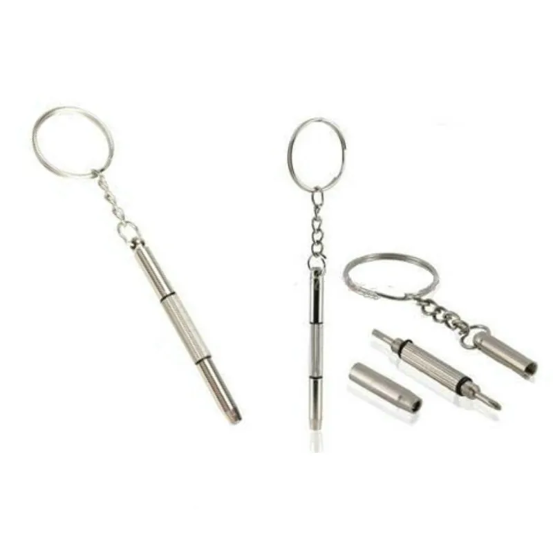 

10Pcs Mini 3 in 1 Aluminum Steel Eyeglass Screwdriver Sunglass Watch Repair Kit with Keychain Portable Screwdriver Hand Tools