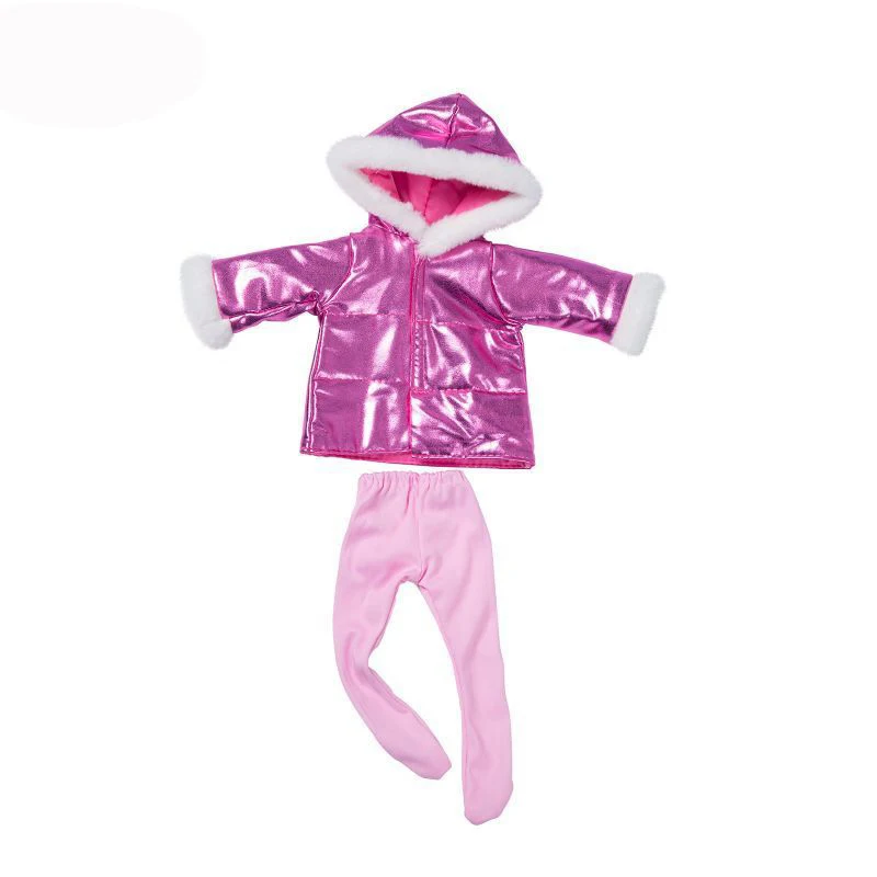 

New Pink Plush Down Jackets Suit Wear Fit 43cm Baby New Born Doll,American Girl 18inch Doll Clothes Accessories