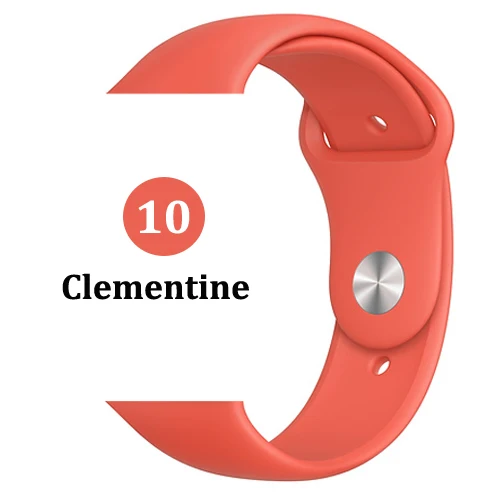 10-Clementine Ремешок для apple watch band 4 3 correa iwatch band 42 мм/38 мм 44 мм/40 мм 2 спортивный силиконовый браслет pulseira apple watch аксессуары - Цвет ремешка: 10-Clementine