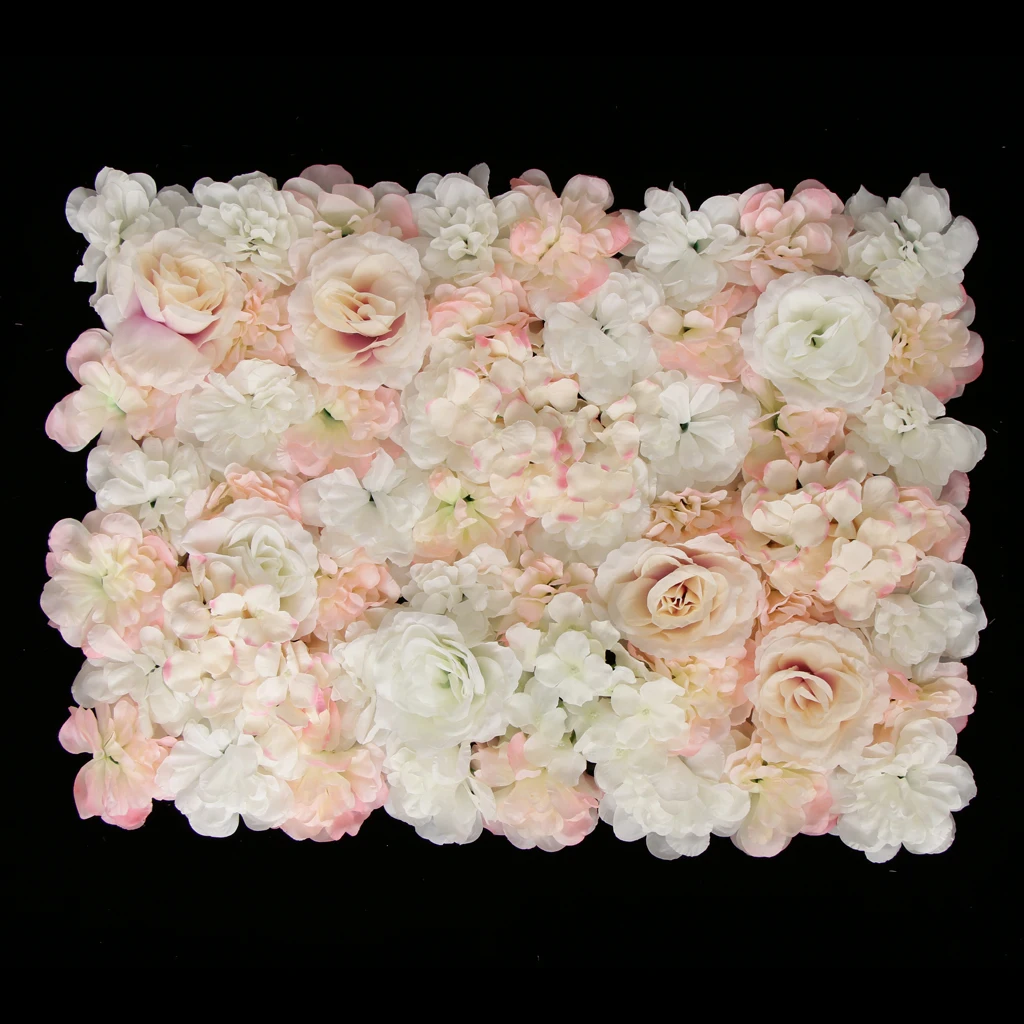 

5 Pcs Artificial Flower Wall Panel Hanging Flower Arrangement for Weddings, Parties, Home, Stage Decoration - White + Pink