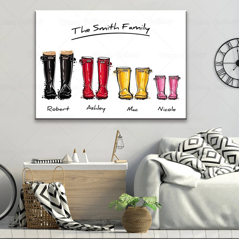 Персональный постер на холсте с семейным принтом Картина резиновыми сапогами
