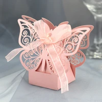 50pcs laser cut butterfly candy box sweet chocolate gift boxes with ribbon for baby shower birthday wedding party supplies