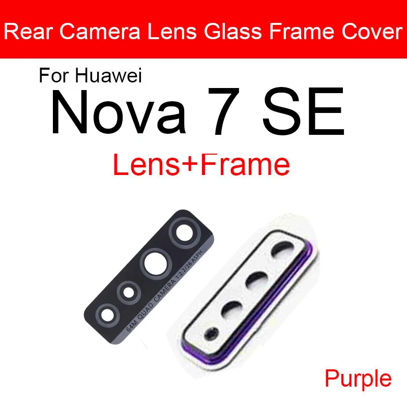 

Back Rear Camera Glass Lens Frame For Huawei Nova 6 7 SE 4G 5G Camera Glass Lens Cover+Adhesive Sticker Repalcement Repair Parts