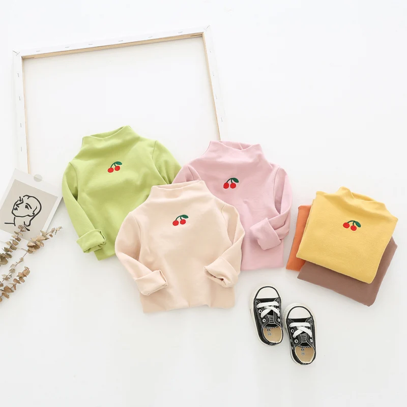 Новинка 2020 года Одежда для девочек ярких цветов Детская водолазка Сезон осень