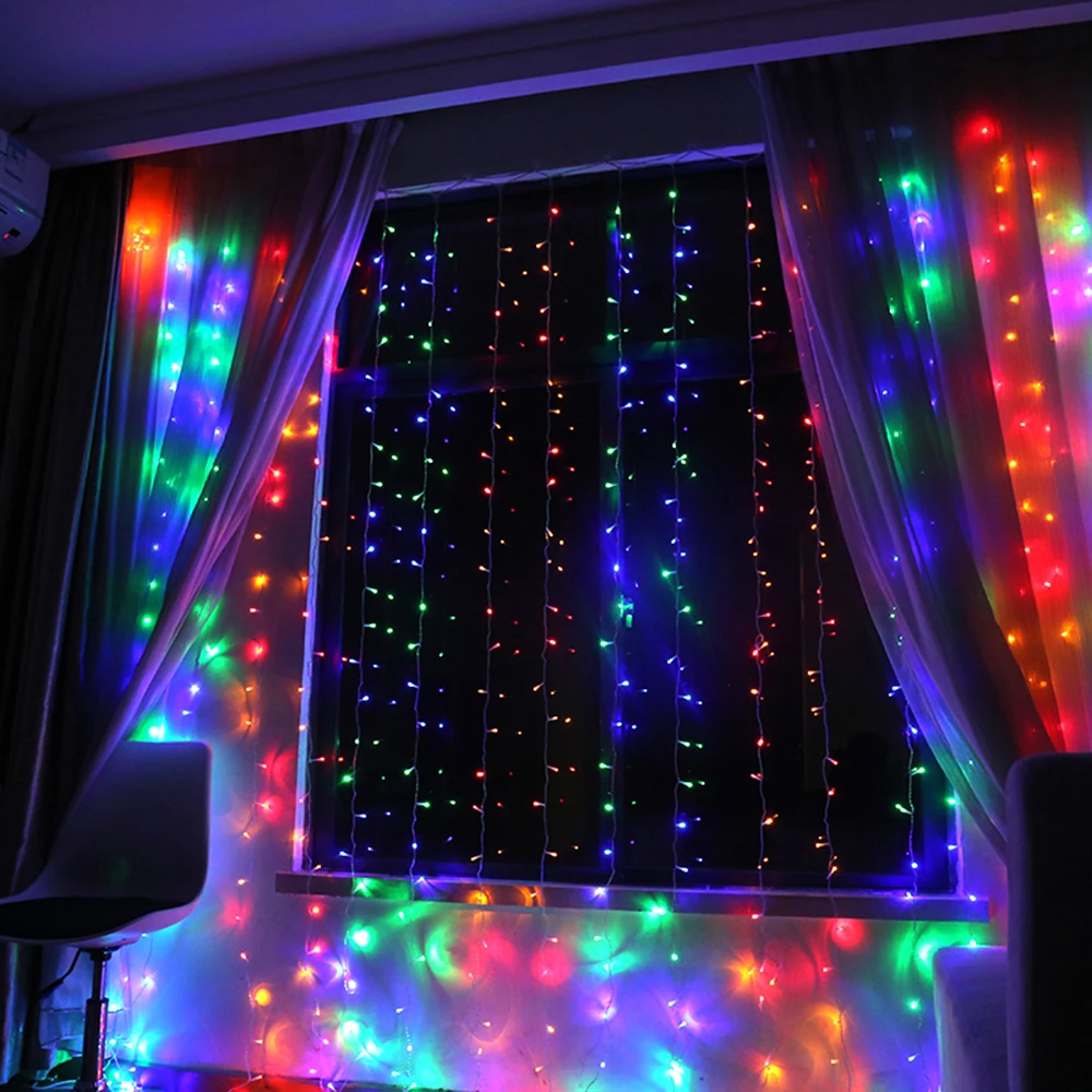 220В 110В светодиодный гирлянда для занавесок наружные Новогодние рождественские