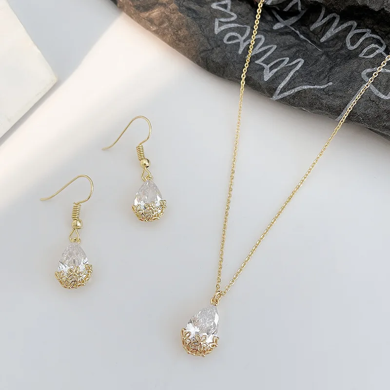 

LOVOACC Dainty Transparent Spark Zircon Waterdrop Pendant Earrings for Women Gold Color Metal Hanging Earrings Accessories