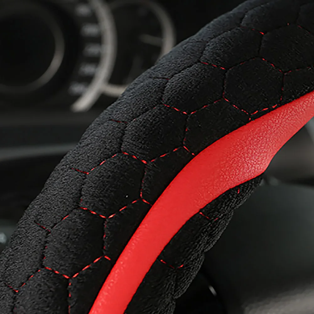 

QFHETJIE Winter Must-have Warm Plush Car Steering Wheel Cover Wear-resistant Non-slip Fashion Accessories