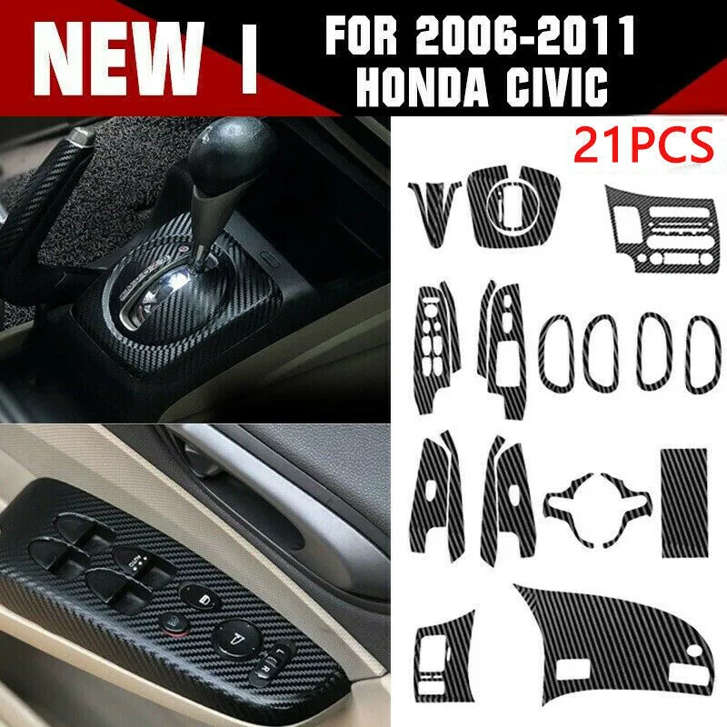 

1 комплект, глянцевые наклейки для салона автомобиля Honda Civic 2006-2011