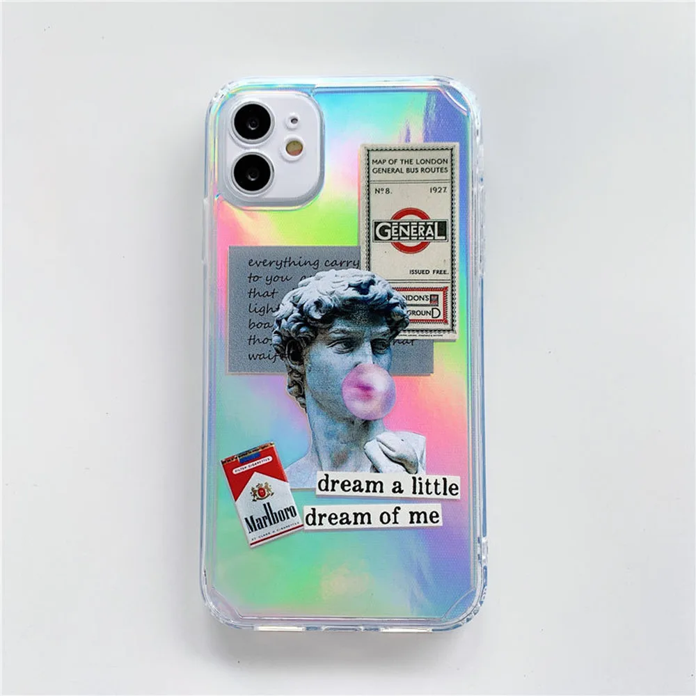 

Cute Laser Card Butterfly David Phone Case For IPhone 11 Pro Max XS Max XR 7 6 8 Plus SE 2020 Soft Clear Transparent TPU Cover