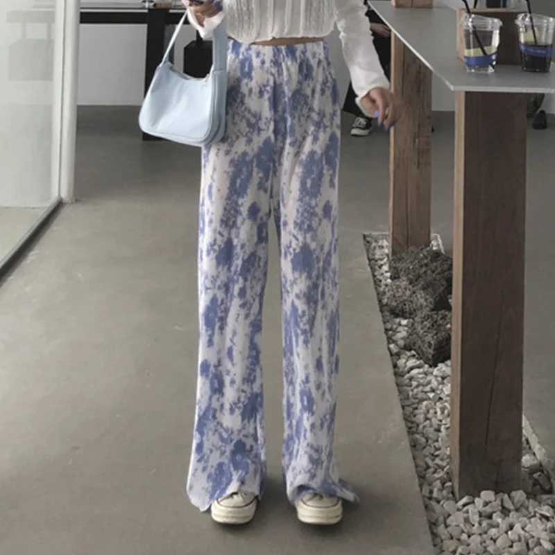 

Womens Leopard Printed Long Pants High Waist Elastic Drawstring Female Casual Trouser 2021 Summer Harajuku Streetwear Thin Pant