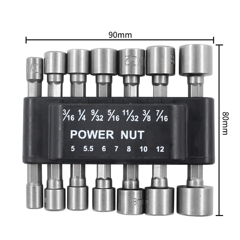 

14Pcs Drill Bit Adapter Hexagon Nut Driver Drill Bit Socket Screwdriver Wrench Set for Electric Screwdriver Handle Tools