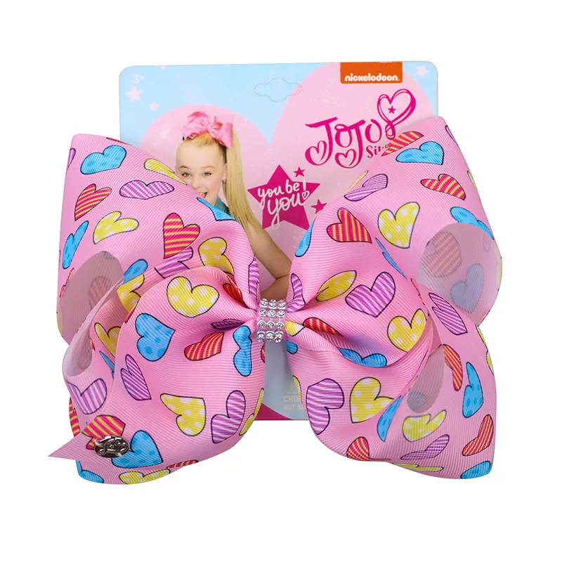 " Девочки Jojo Siwa волосы заколки-бантики для волос для детей Дети День Святого Валентина волосы банты с заколка для волос со стразами аксессуары для волос - Цвет: 12