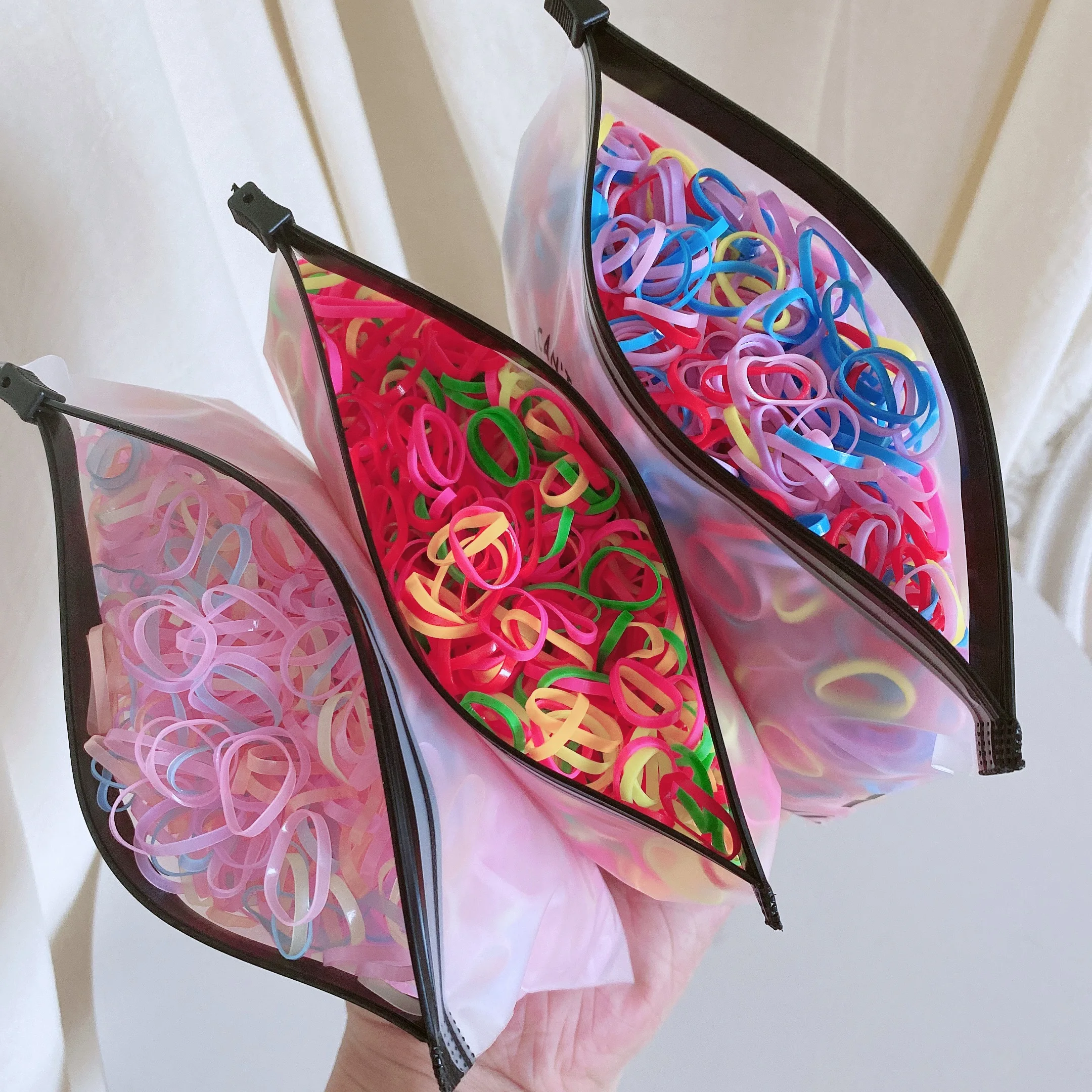 

50g/Pack Colorful Kid Small Strong Stretch Hair Bands Scrunchie Girls Elastic Rubber Disposable Holder Ties Around 1000Pcs