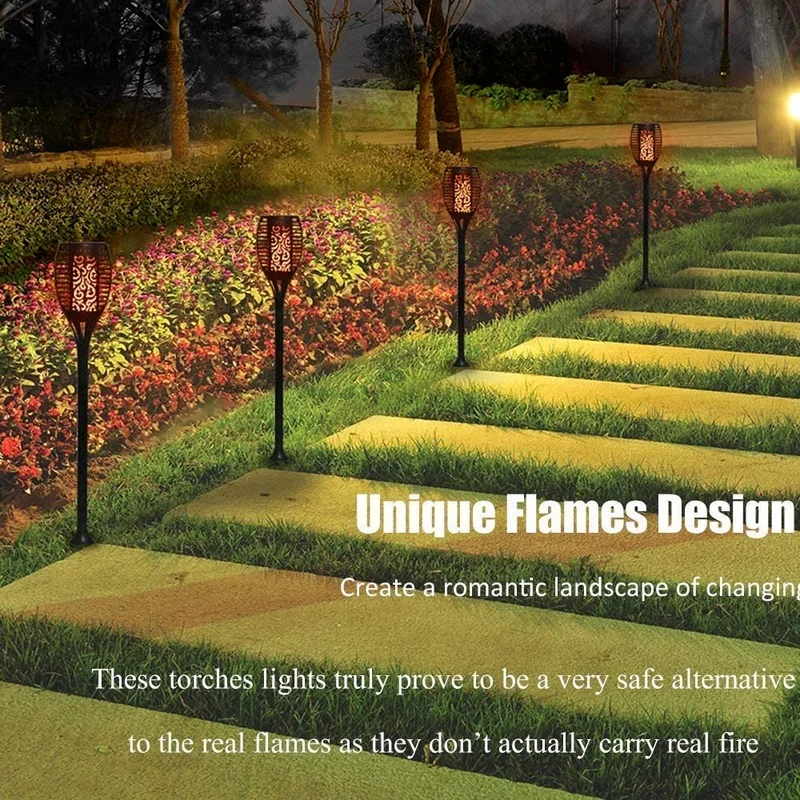 

Solar Flame Lights Lamps Outdoor 12/33 Leds Solar Garden Light Flickering Flame Torches Lawn Lamp For Courtyard Garden Balcony