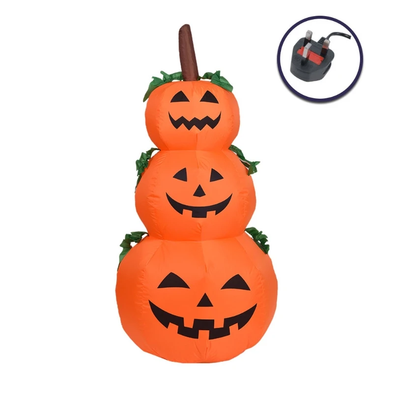 

3Pumpkin Ghost Decorations 47.24Inch Halloween Inflatables with Build-in LED Pumpkin For Outdoor Garden Lawn and Yard