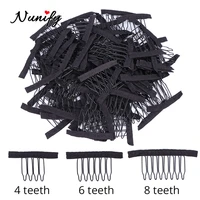 nunify lace wig clips steel 468tooth polyester durable cloth wig combs for hairpiece caps wig accessories tools 24 pcslot