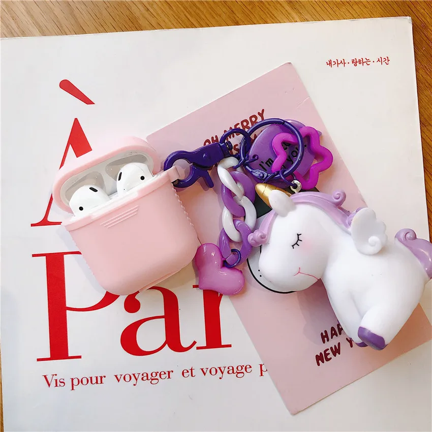 Милый подвесной чехол с единорогом для AirPods 1/2 защитный беспроводной Bluetooth