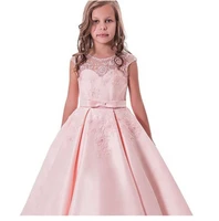 lovely cheap satin tulle pink ruched little queen flower girl dresses for wedding