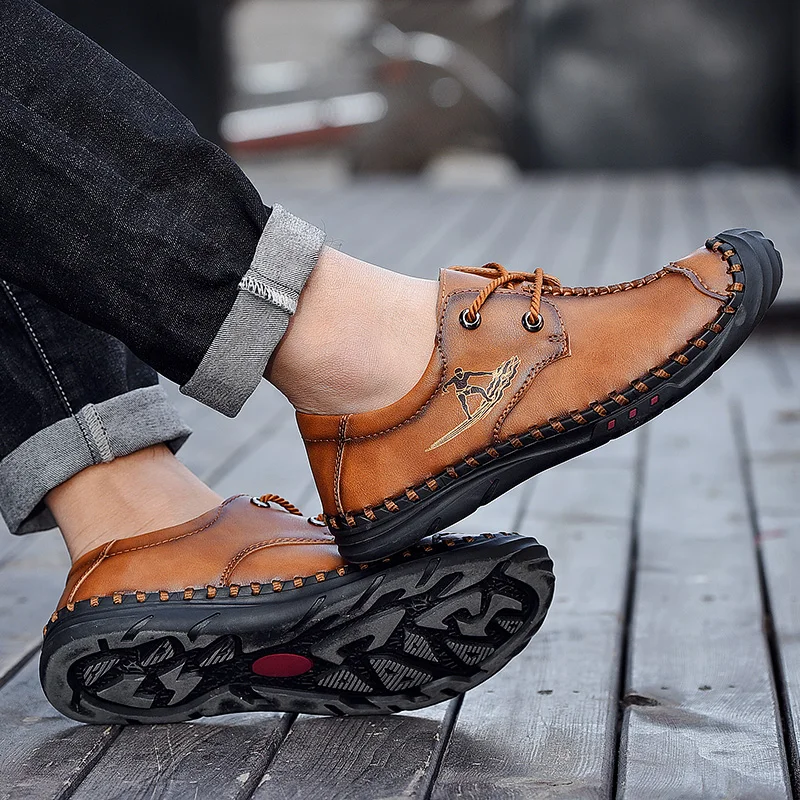 New Mens Shoes Casual Sneakers Men Soft Comfortable Walking Male Summer Hiking Fashion Outdoor Leather For | Обувь