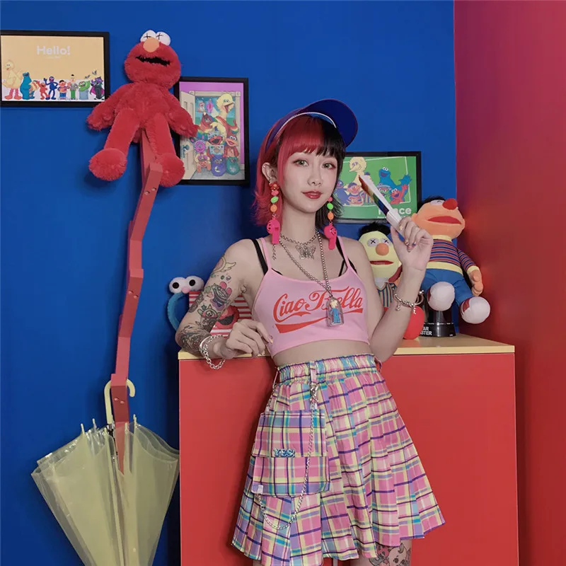 Весна Лето Новые готические панк Харадзюку женские юбки повседневные стильные