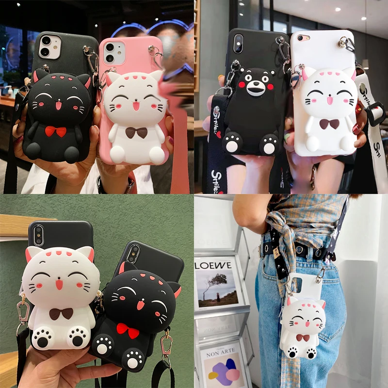 Мультяшный 3D кошелек для монет Чехол Huawei Mate 40 Pro 30 20 10 9 Lite Y5 2019 Y3 2018 II милый мягкий |