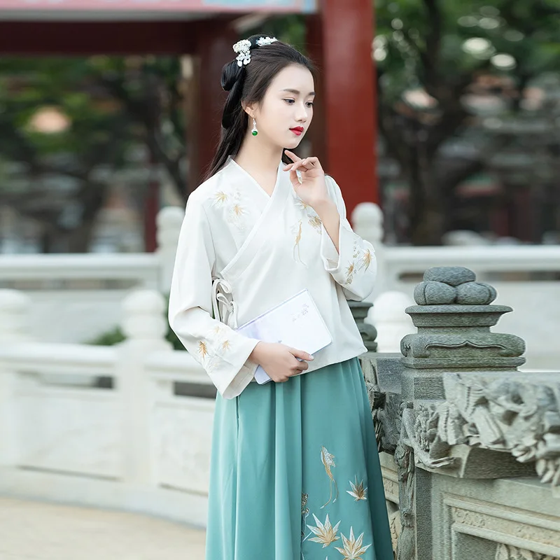 Белый традиционный китайский костюм hanfu Женский Dynastie Tang современный Улучшенный