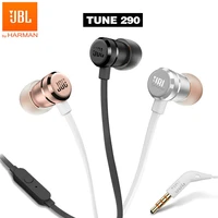 jbl tune 290 wired earphones 3 5mm stereo pure bass sound original t290 with mic 1 button remote hands free call sports headset