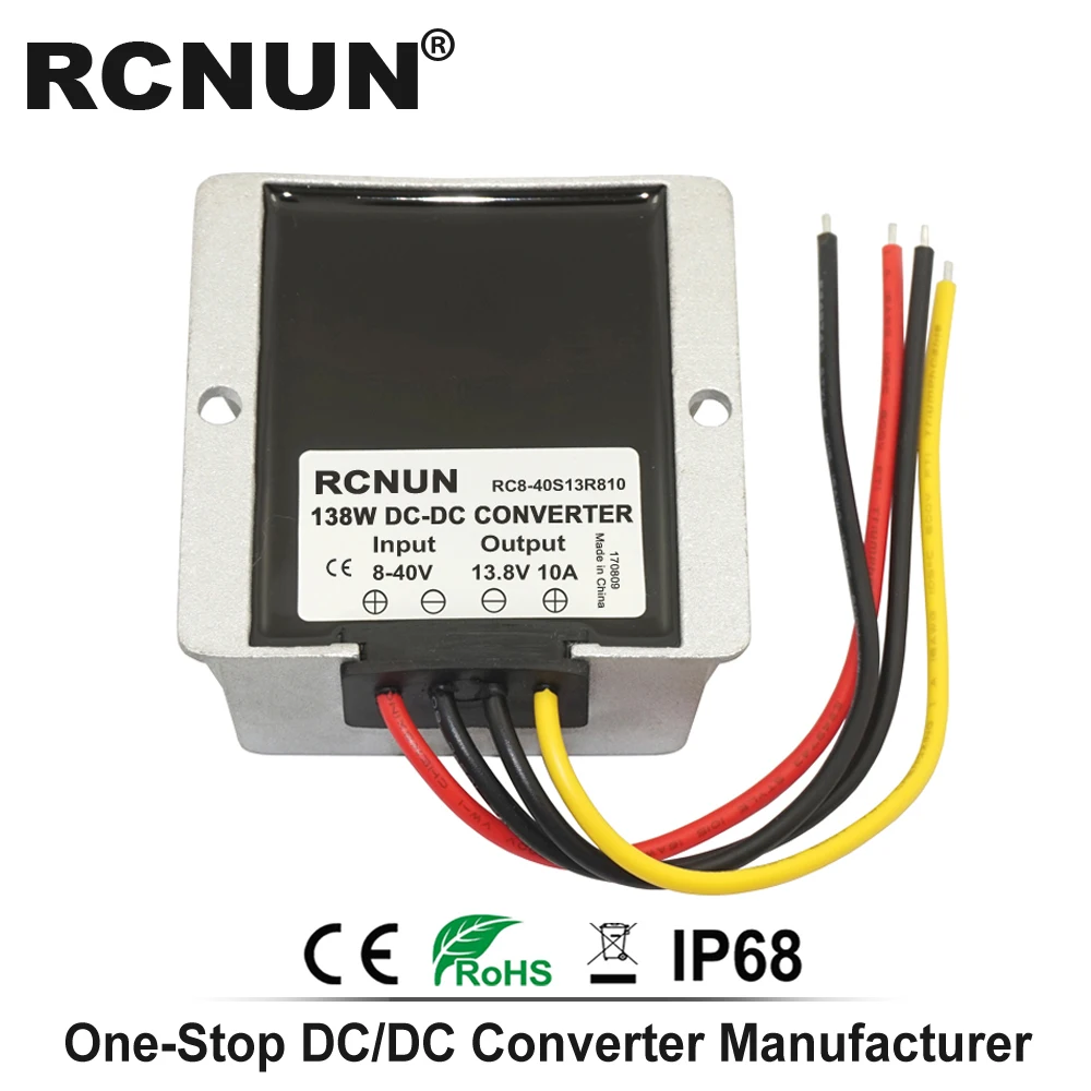 8-40V to 13.8V 10A RCNUN DC 8-40V к DC 12V 13,8 V 1A 3A 6A 10A 15A 20A 25A повышающий понижающий преобразователь стабилизатор напряжения CE RoHS для автомобилей на солнечной батарее - Цвет: 8-40V to 13.8V 10A