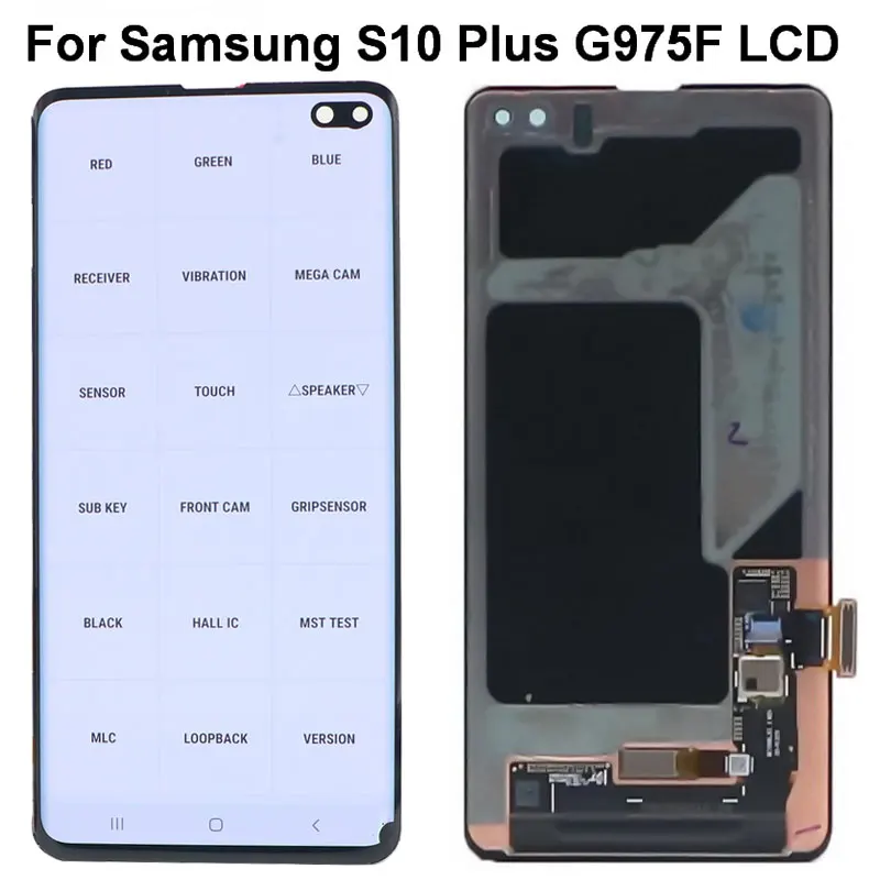 Original AMOLED S10 Plus LCD For SAMSUNG Galaxy S10 PLUS G9750 G975F/DS G975U Lcd Display Touch Glass Screen Digitizer Assembly