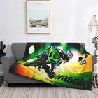 Покрывало для кровати, в клетку, в стиле аниме, плюшевое покрывало для кровати, Кавасаки, мотоцикл 2044