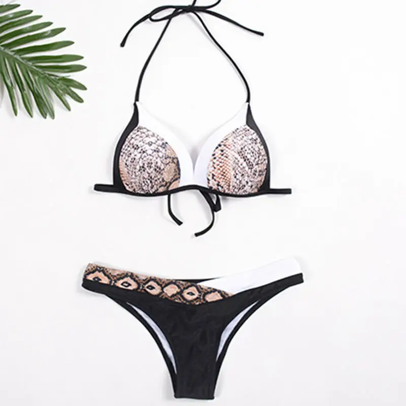 Бикини Женская повязка бикини пуш-ап бюстгальтер с подкладкой купальник