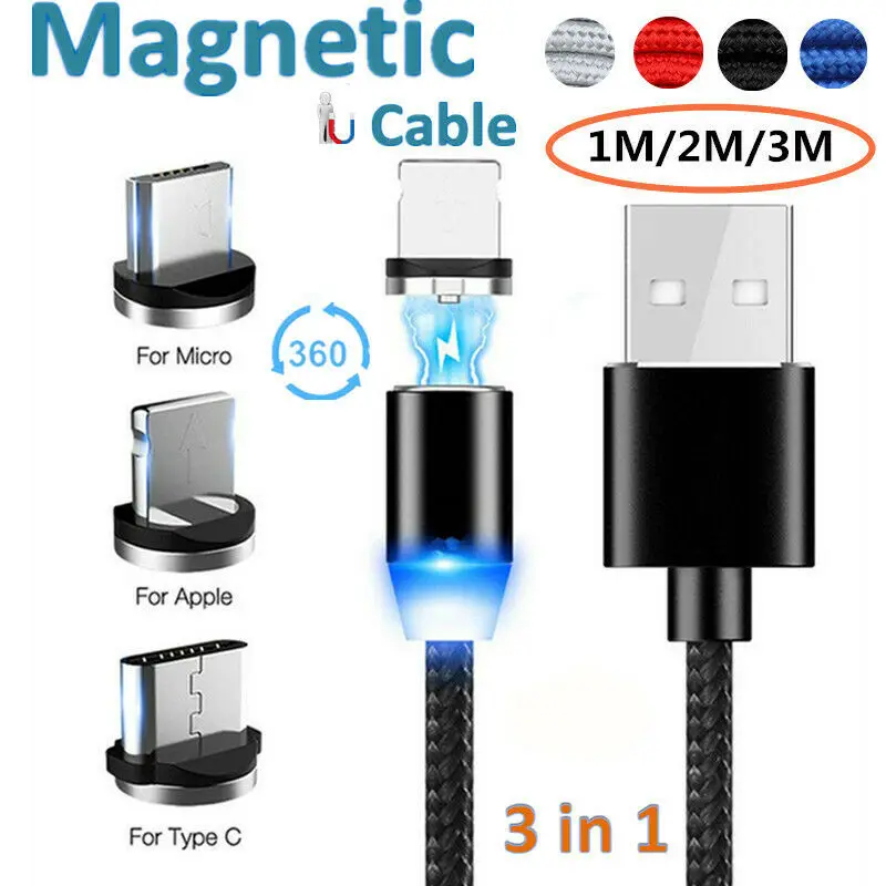 UGI NEW Magnetic Led Type-C Micro USB IOS Charging Charge Cable For Samsung Galaxy S8 S9 LG G2 G3 G4 G5/G6/V20 | Мобильные телефоны