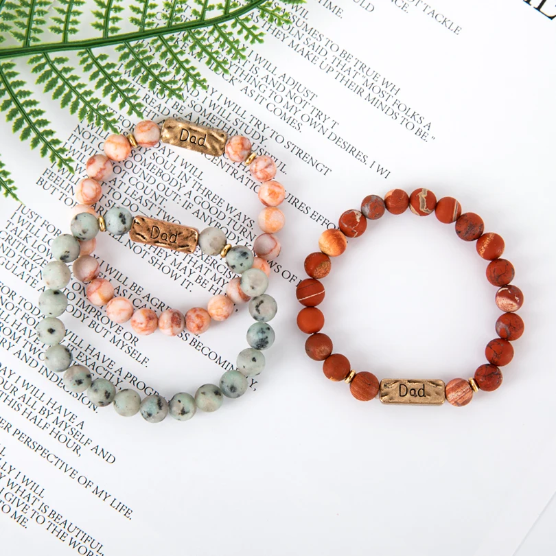 G. YCX вдохновляющий натуральный камень штампованный папа браслет 8 мм имя бусины