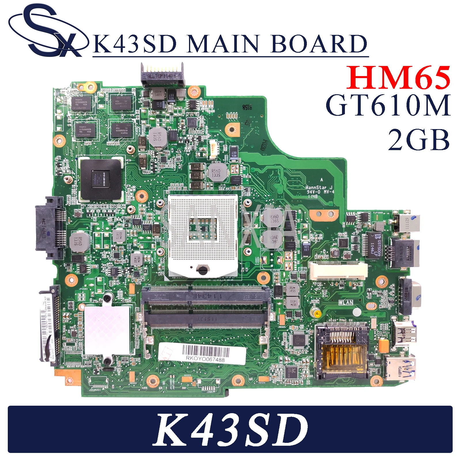 Placa-mãe do Portátil para Asus Kefu Original Mainboard Hm65 Gt610m-2gb K43sd K43s