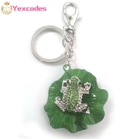 realistic little frog lotus pond moonlight dripping oil car pendant key ring lady bag key chain pendant gift direct mail